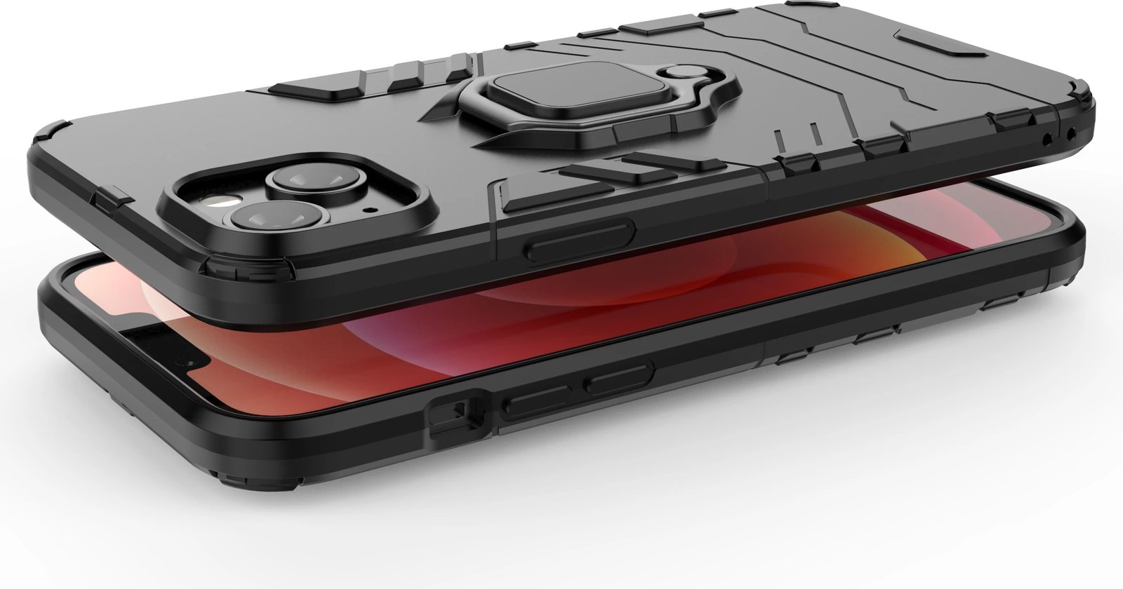 Mbështjellës Hurtel Ring Armor për iPhone 14 Plus, me unazë, i zi