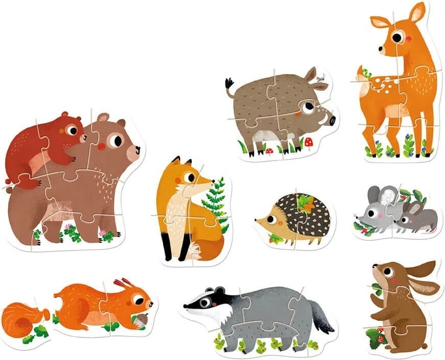 Puzzle progresiv CzuCzu Animals in the Forest, 9 puzzle, 33 pjesë, për fëmijë 2+