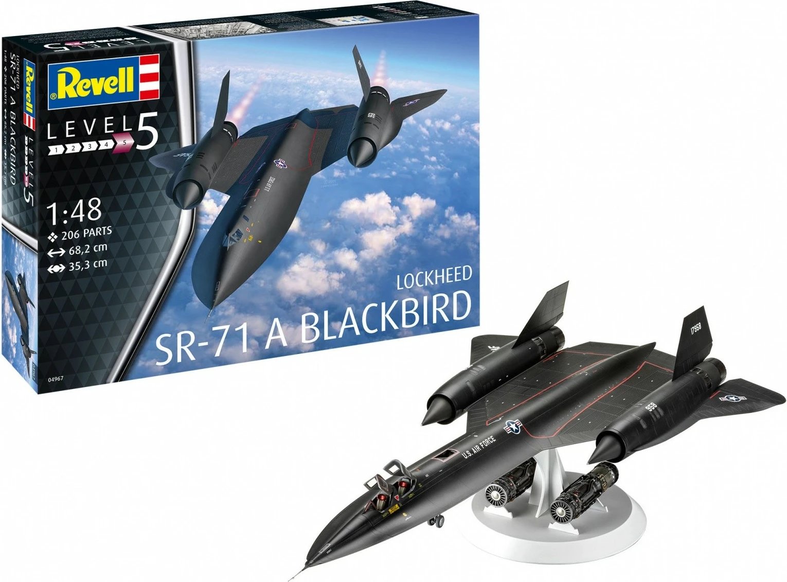 Model plastik Revell Lockheed SR-71 Blackbird 1:48, 206 pjesë, i zi