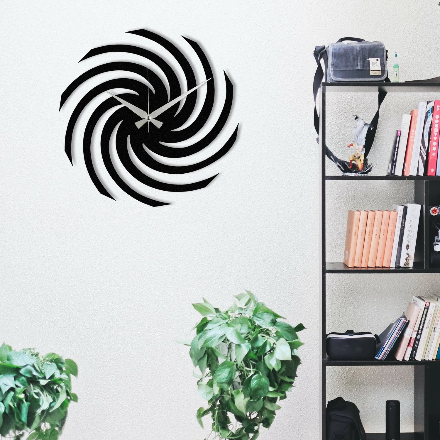 Orë muri dekorative prej metali, Wallity Enzoclock - S023, e zezë, 48x48cm