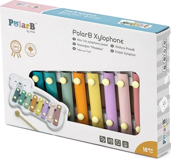 Ksilofon druri, Viga, Polar Bear, me pllaka metalike, 18m+, shumëngjyrësh