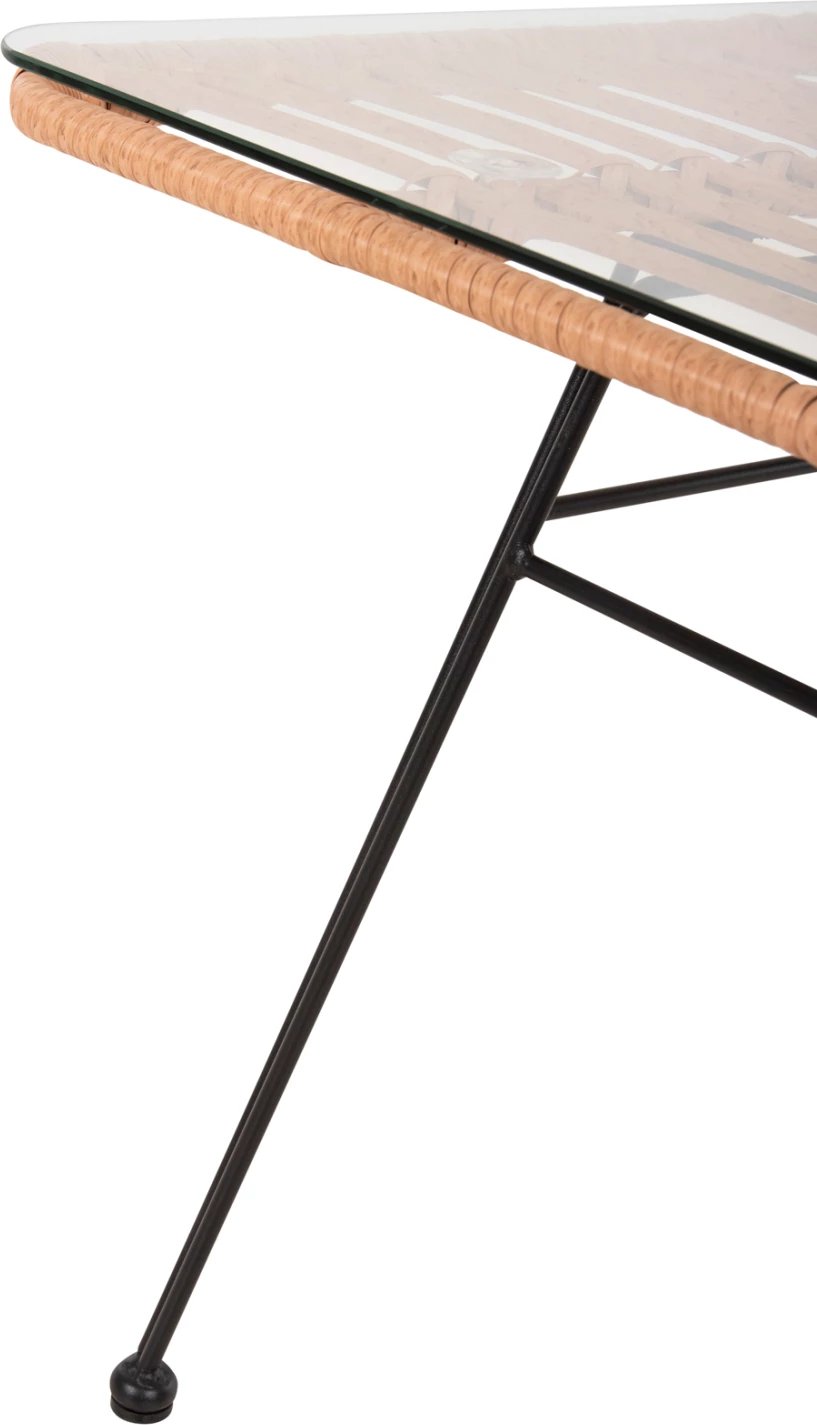 Tavolinë kafeje për jashtë ALLEGRA FH6076 metal i zi - rattan bezhë 95x55x51.5H cm