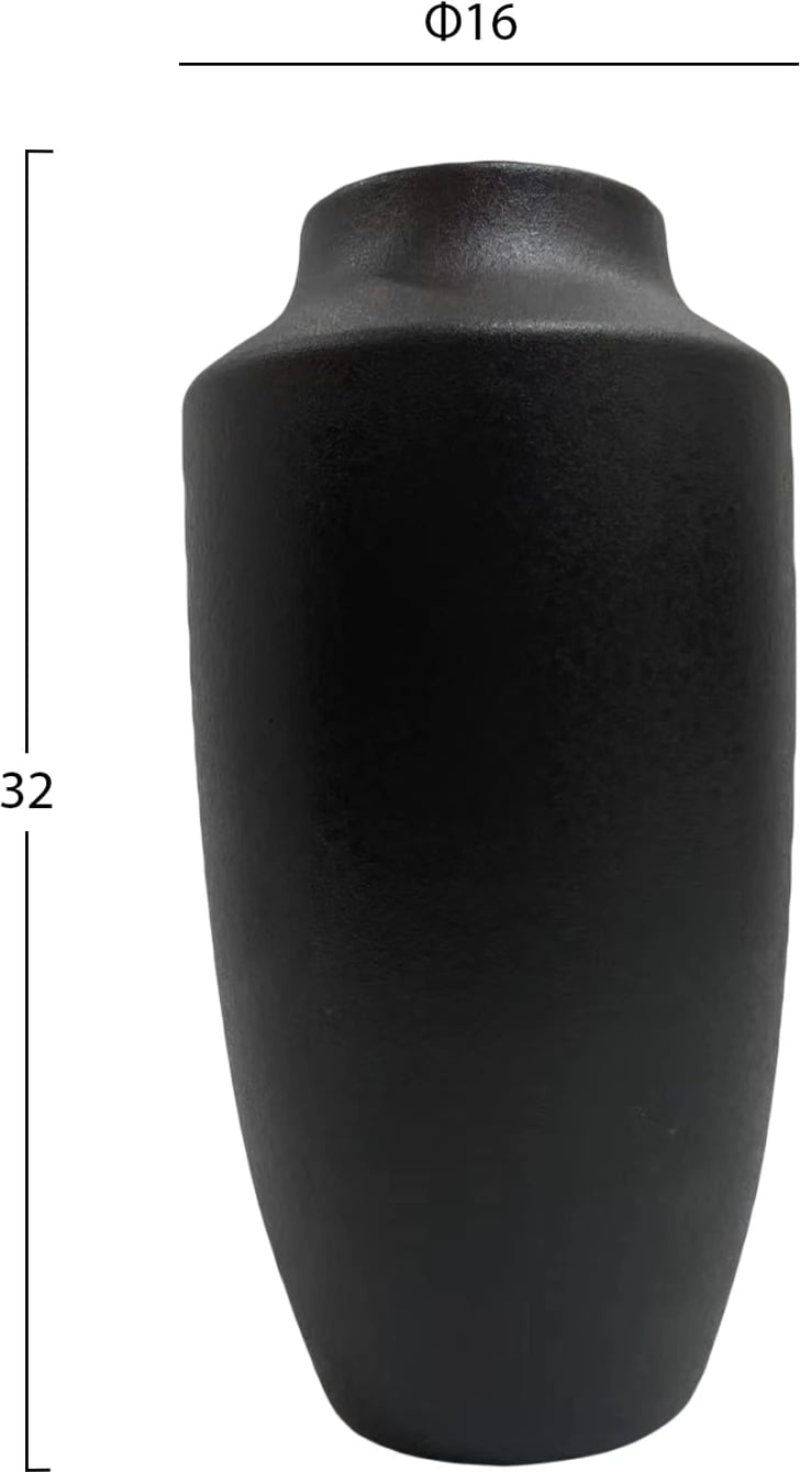 Dekor tavoline qeramike 'GALAD' FH4588.02, ngjyrë e zezë mat, Φ16x32Hcm