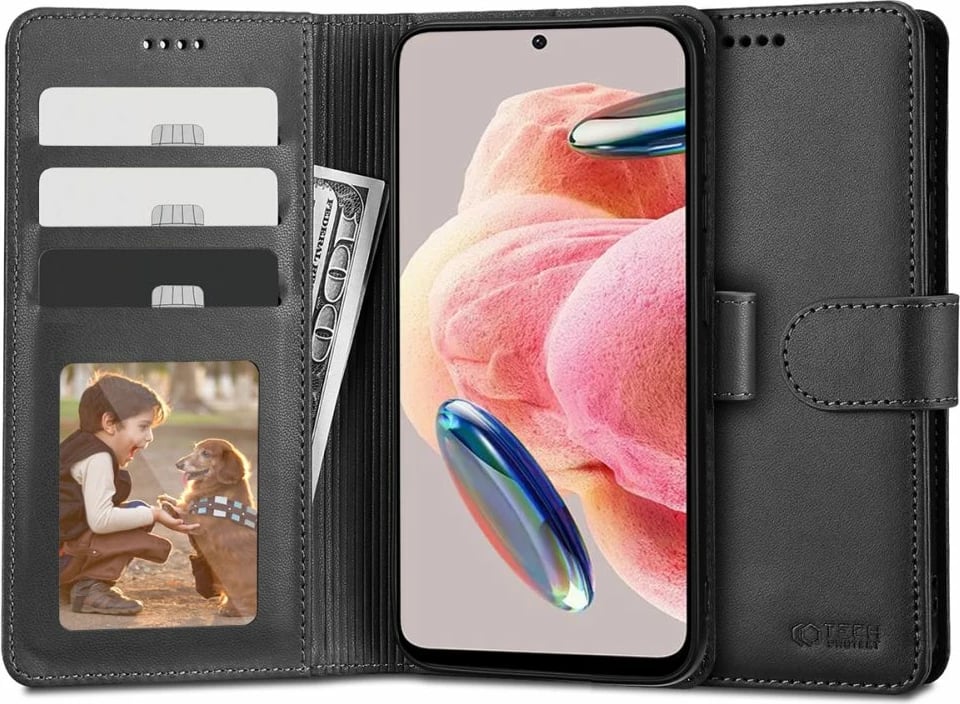 Mbështjellës Tech-Protect Wallet për Xiaomi Redmi Note 12 4G/LTE, i zi