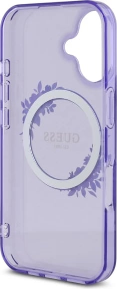Mbështjellës Guess IML Flowers Wreath MagSafe për iPhone 16, vjollcë Mbështjellës Guess IML Flowers Wreath MagSafe për iPhone 16, vjollcë