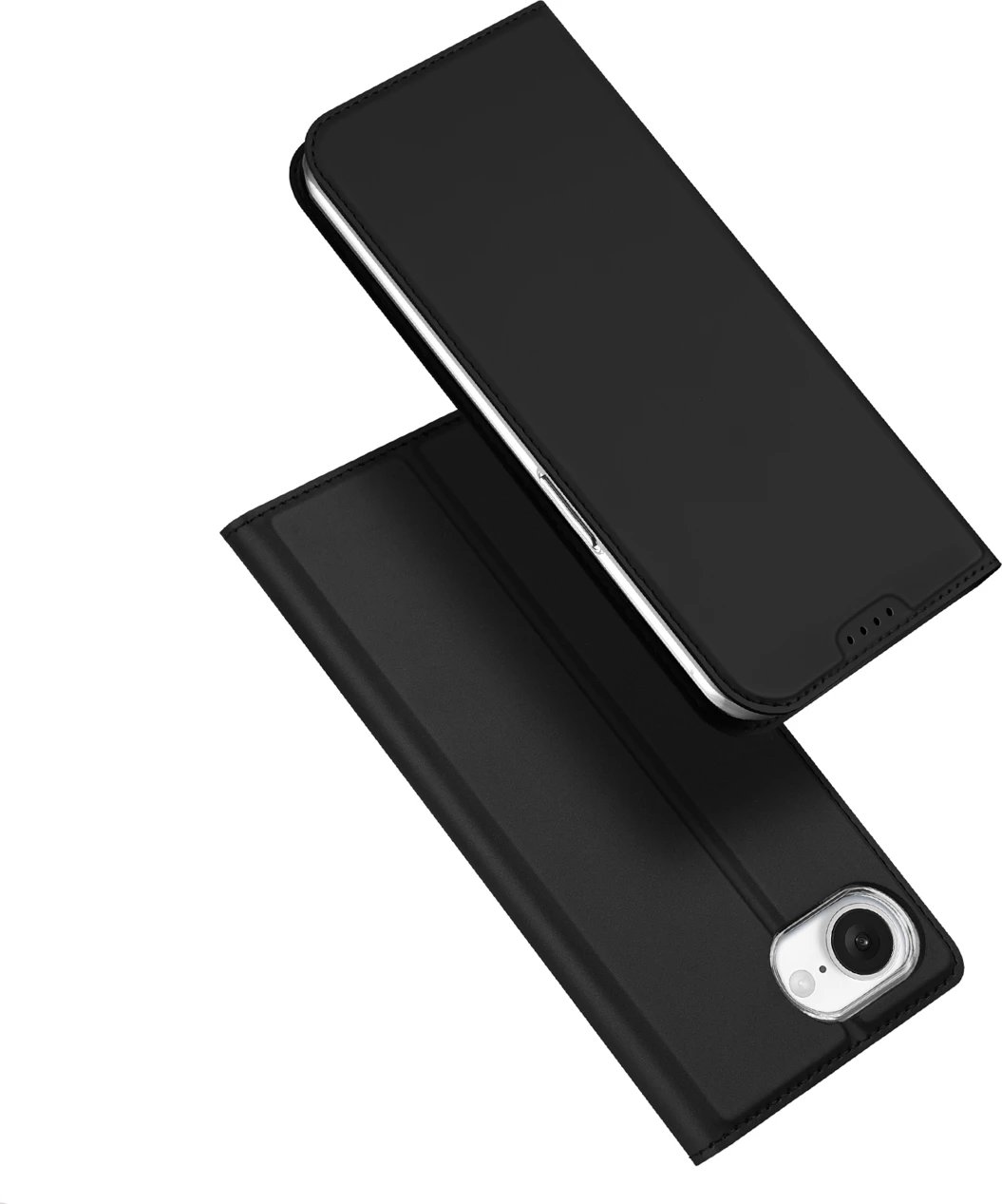 Mbështjellës Dux Ducis Skin Pro për iPhone 16e, me xhep për kartela, me kapak, e zezë
