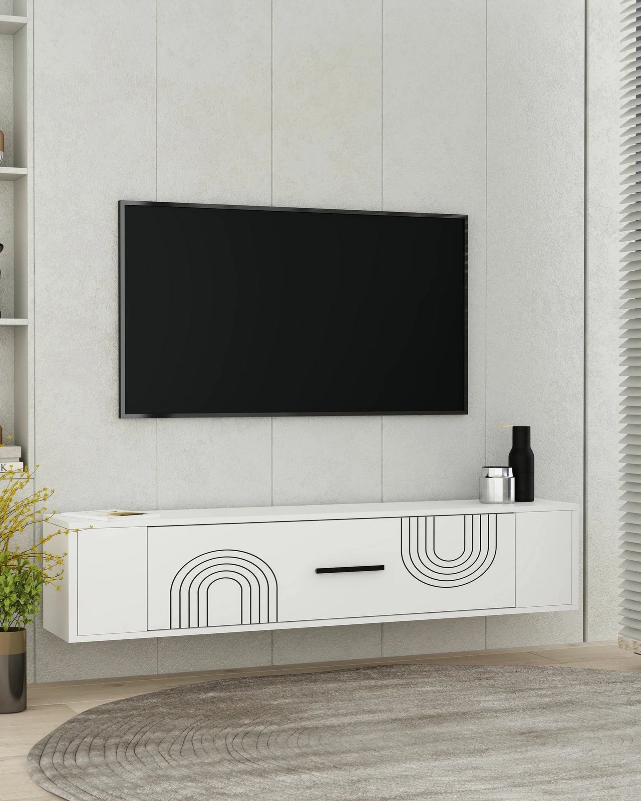 Komodë TV, ngjyrë e bardhë, Skye Decor, Restol 2