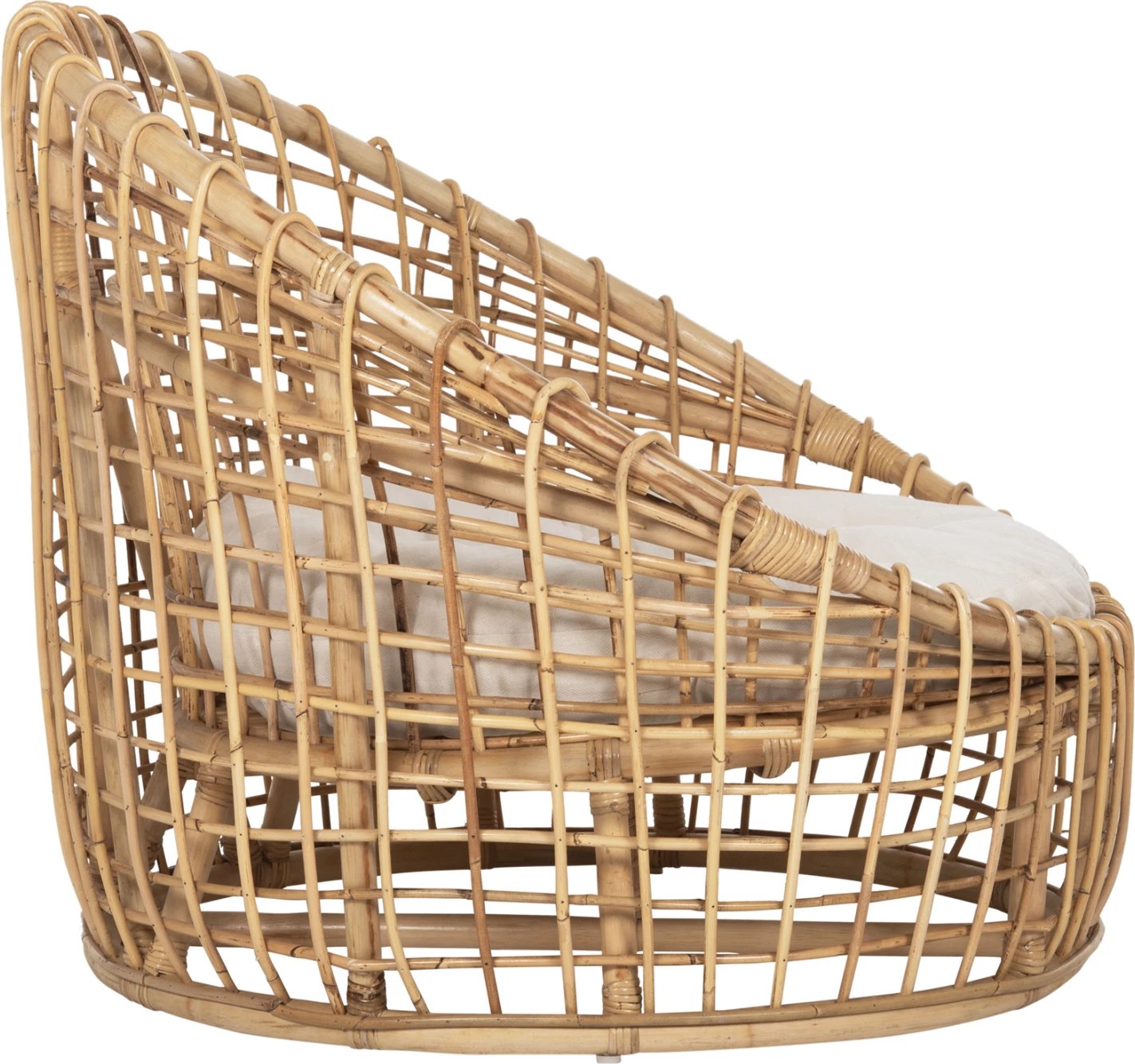 Karrige regjisore ENTO FH9814 rattan, ngjyrë natyrale, jastëk i bardhë, 106x94x82H cm