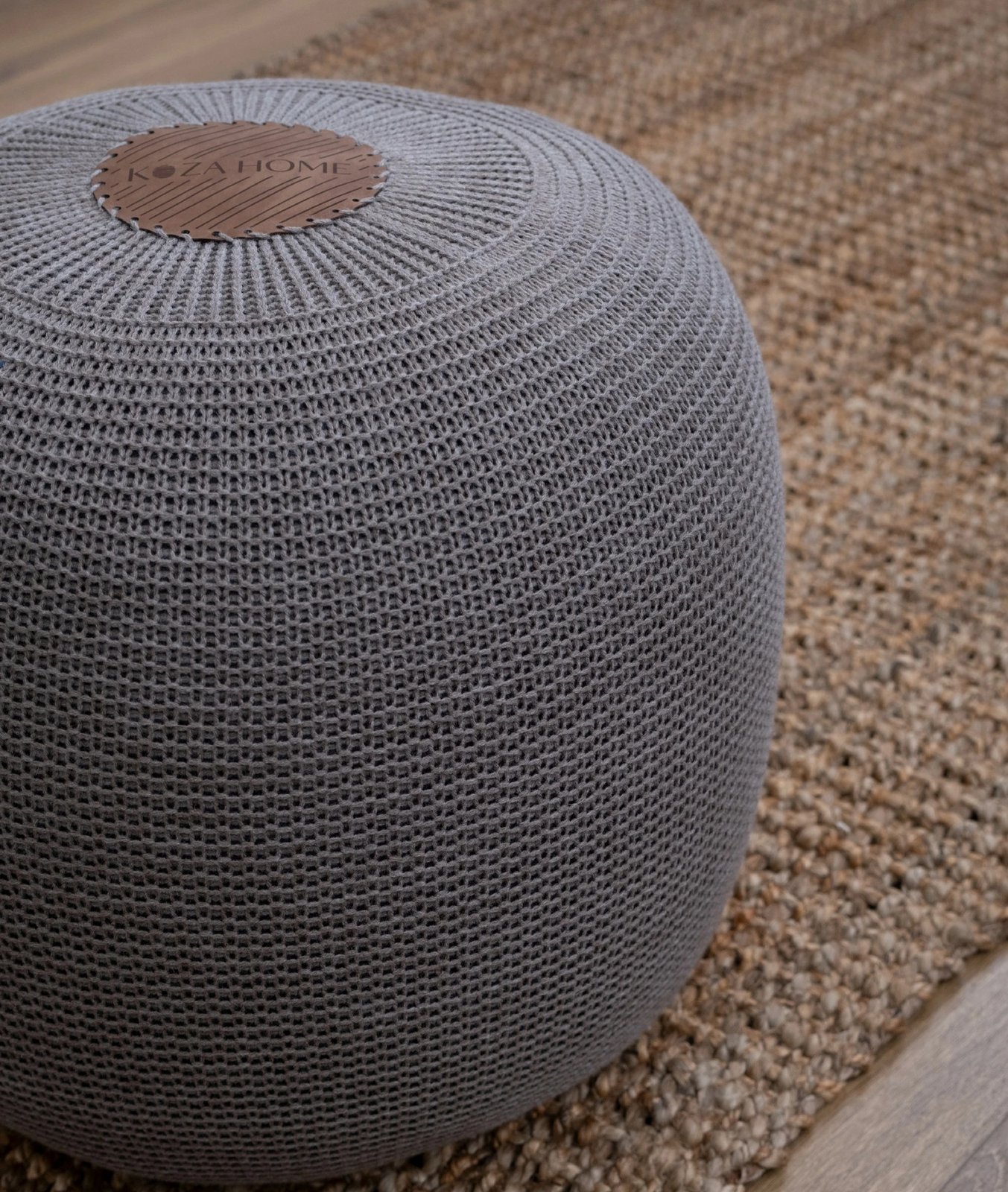 Puf i butë, dorëpunuar, ngjyrë kafe, Evila Originals, 40x40x45 cm