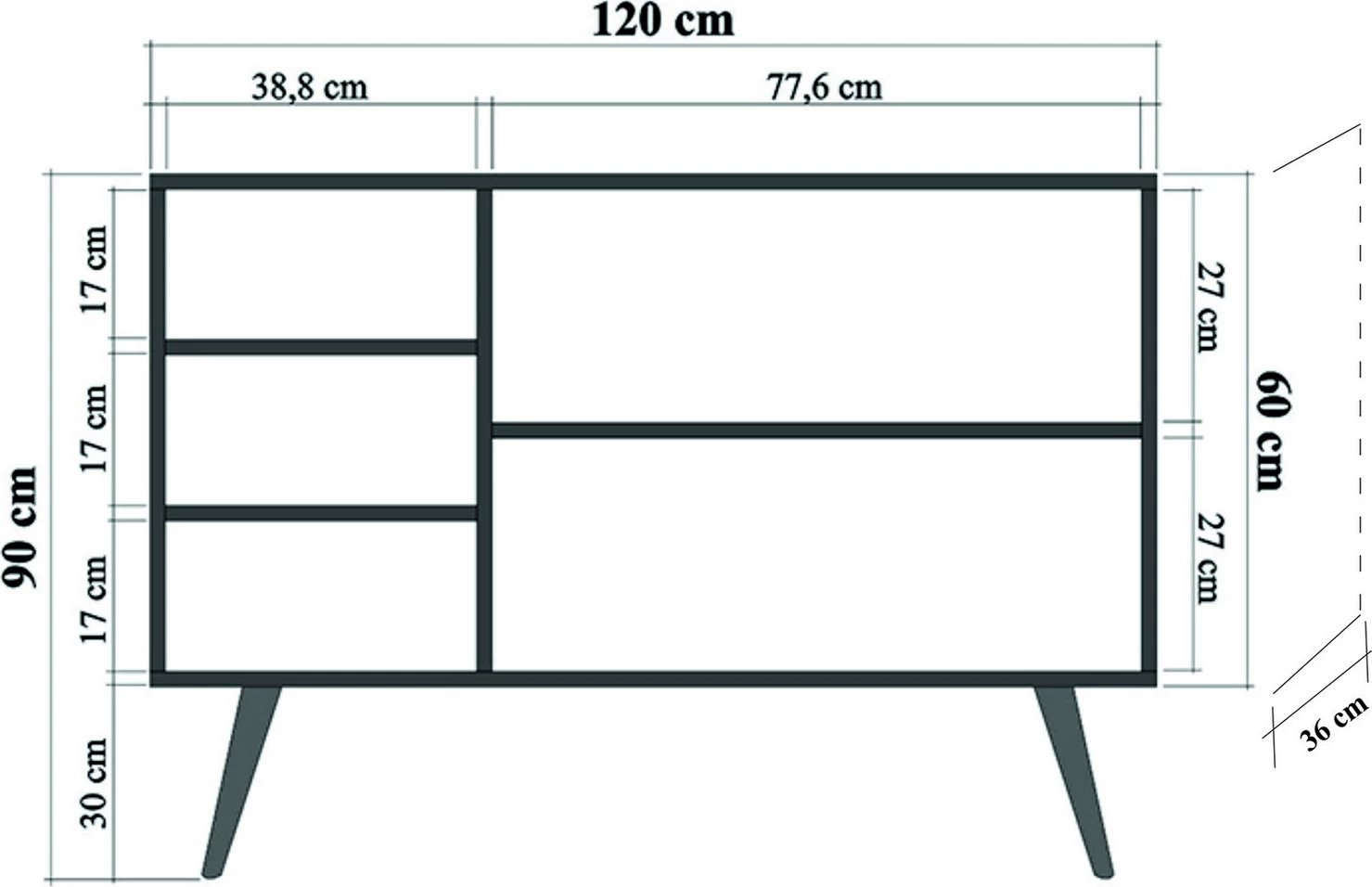 Konsol Hanah Home, Mega - 728, ngjyrë lisi Sonoma