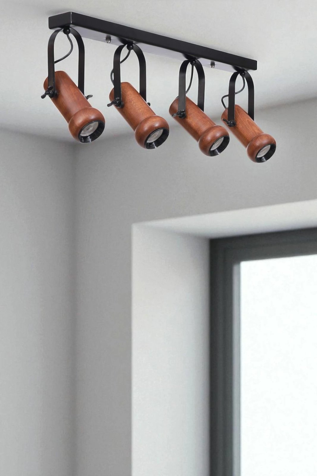 Llambë tavani Opviq, metal e dru, e zezë dhe arre, 8999-6