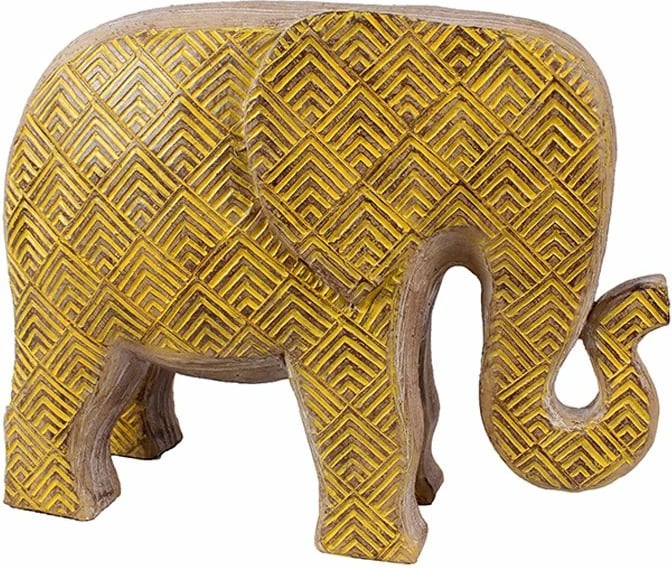 Dekor elefant AFRICANA 2, polirezine, ngjyrë e verdhë, 29x13x22cm