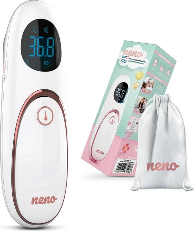 Termometër pa kontakt neno Medic T06, për ballë, me ekran LCD, i bardhë