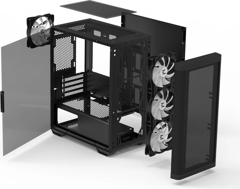 Kasë Zalman M4 Black Mini Tower, 4 ARGB fans, xham i temperuar, e zezë