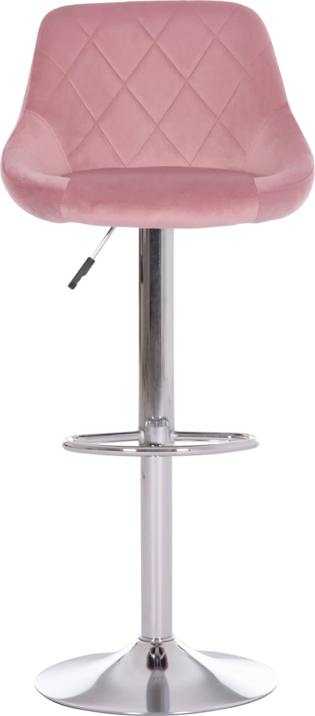 Karrige për bar ROSE, kadife rozë e zbehtë, bazë e kromuar, set prej 2 copë, 48x45x105cm