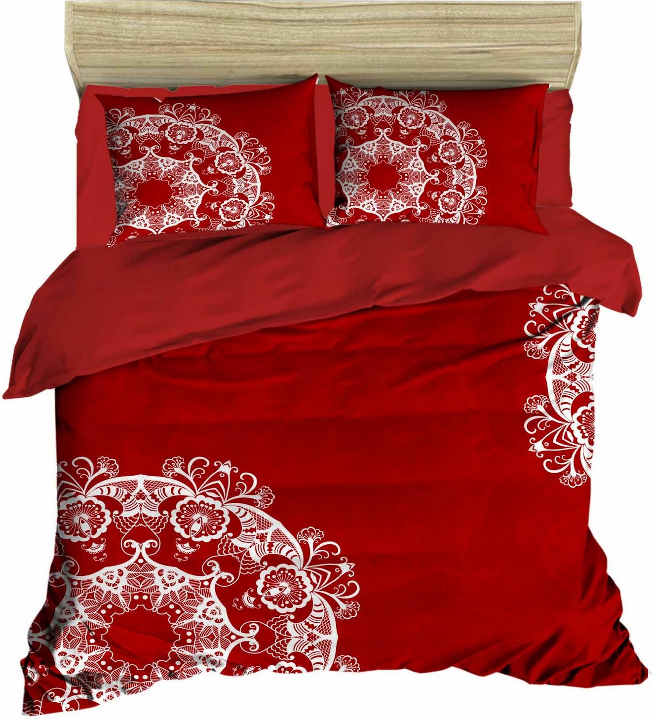 Set mbulesë për jorgan Super King, ngjyrë e kuqe dhe e bardhë, L'essentiel, 421