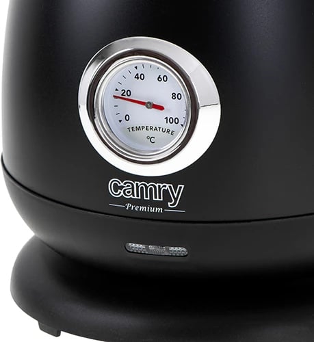 Ujëzjerëse elektrike, Camry CR 1344, 1.7L 2200W, termometër analog, trup çelik inox, e zezë