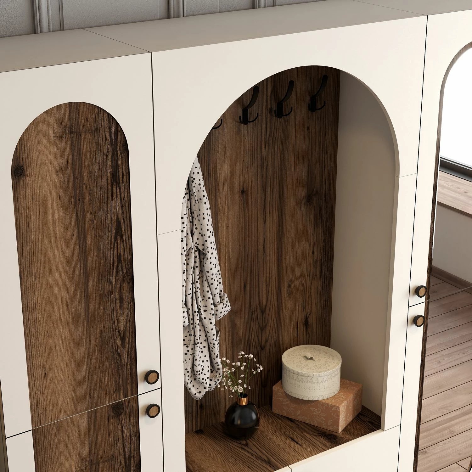 Stendë për korridor, ngjyrë krem dhe arrë, Skye Decor Palermo Klm