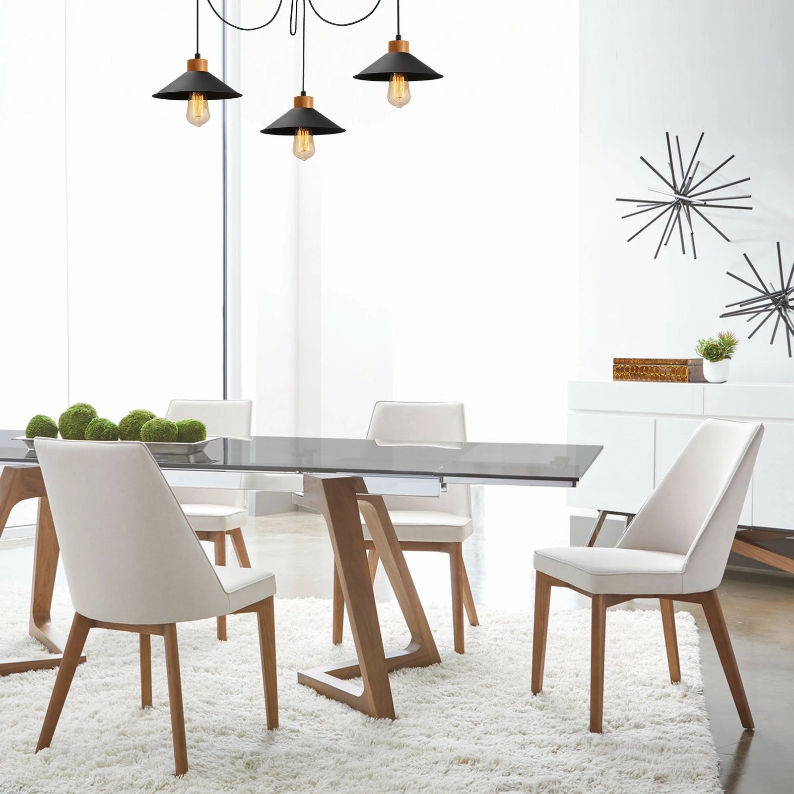 Llambë tavani moderne Opviq, Manavgat - N-546, ngjyrë e zezë, metal dhe dru