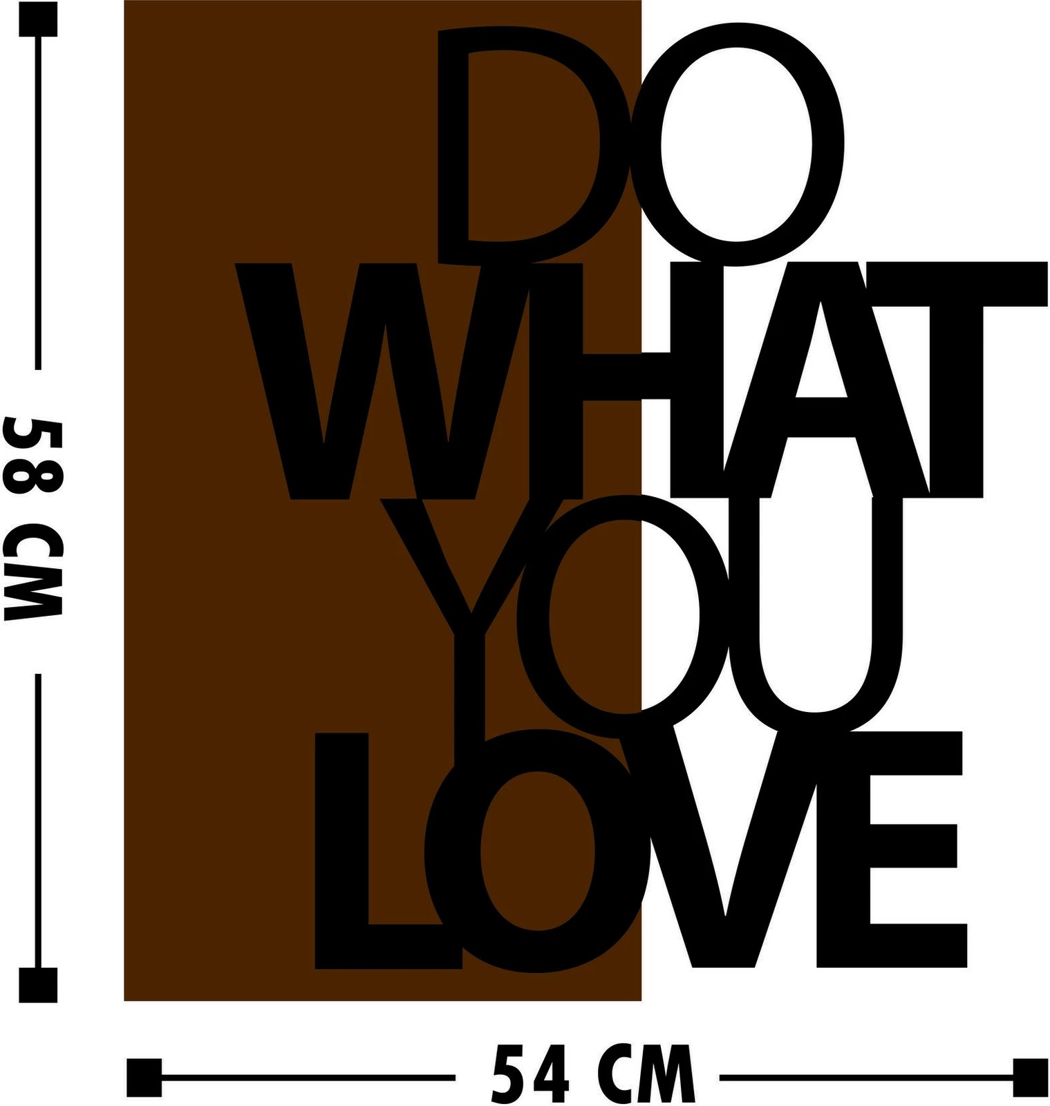 Aksesor dekorativ për mur, dru dhe metal, ngjyrë arre dhe e zezë, 54x58cm, Wallity, Do What You Love