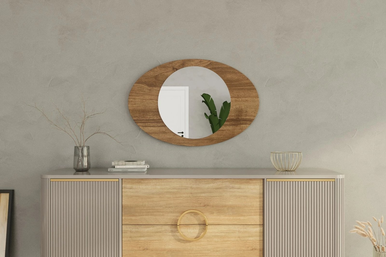 Pasqyrë dekorative, ngjyrë arre, Obble, Skye Decor