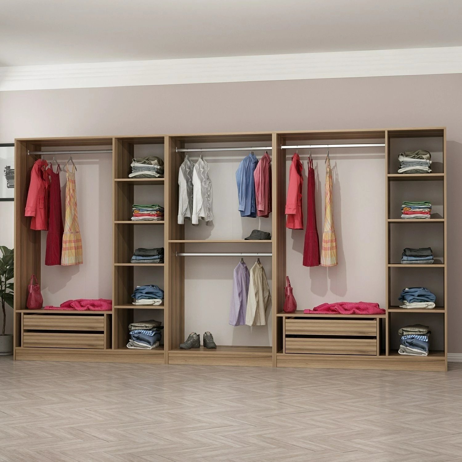 Dollap garderobe Skye Decor, ngjyrë dore, 360x190x52cm