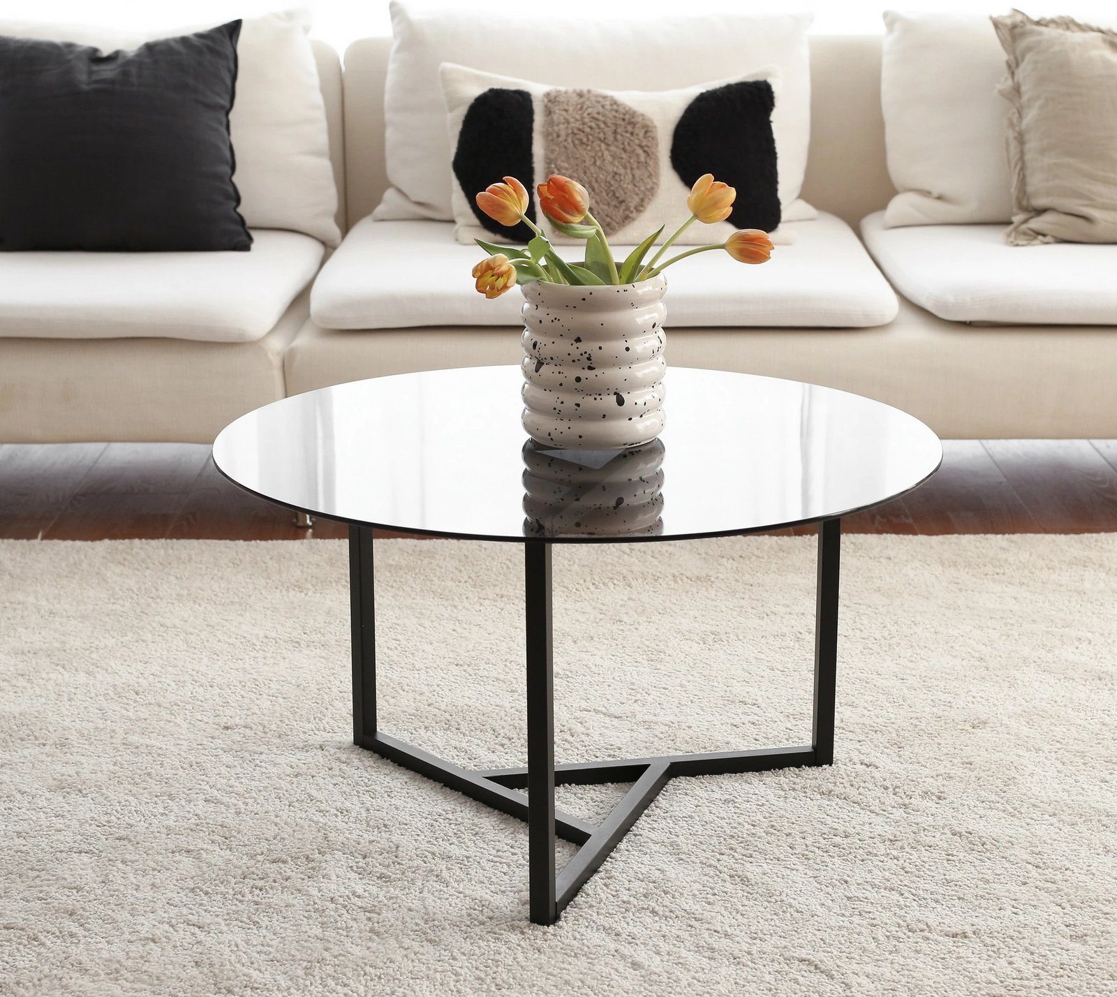 Tavolinë kafeje Hanah Home, Trio, xham i temperuar fume, S402F