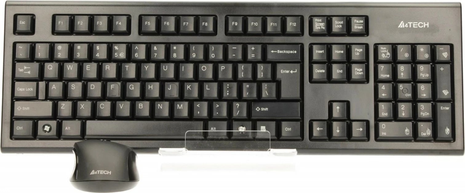 Set tastierë dhe maus A4 Tech 7100N, wireless, USB, i zi