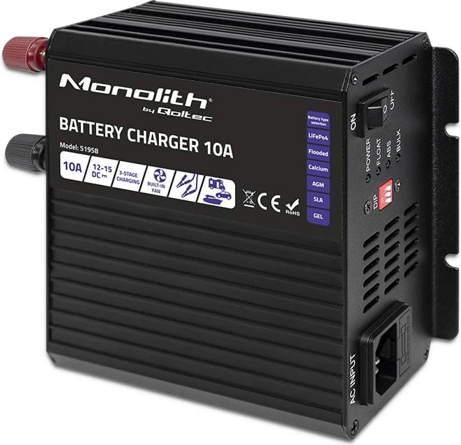 Karikues baterie Qoltec Monolith 51958, 10A, 12V, i zi