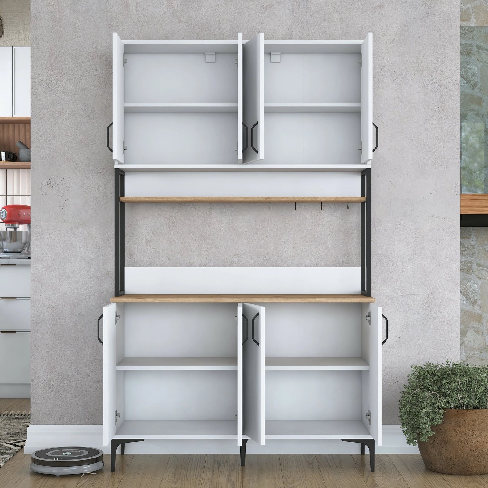 Dollap shumëfunksional Skye Decor, ngjyrë arre dhe e bardhë, JE173 - 3399