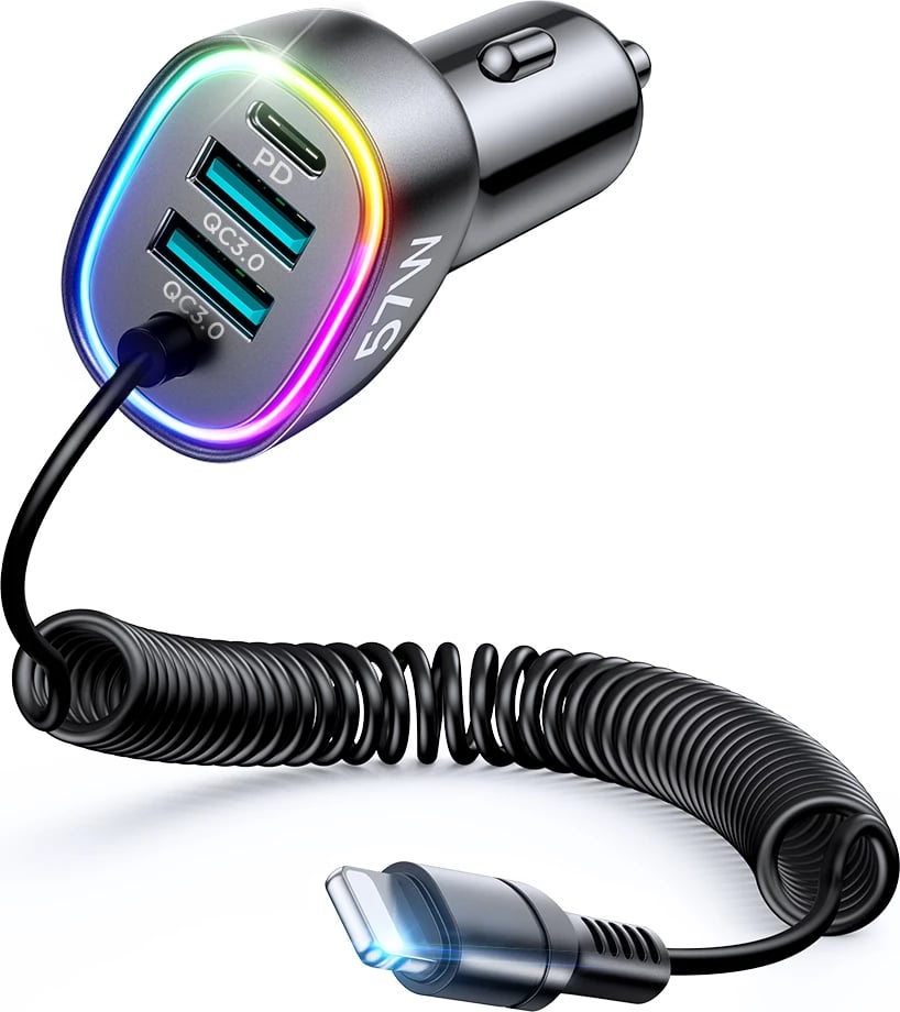 Karikues veture Joyroom JR-CL20, 4 në 1, 57W, me kabllo Lightning 1.6m, i zi