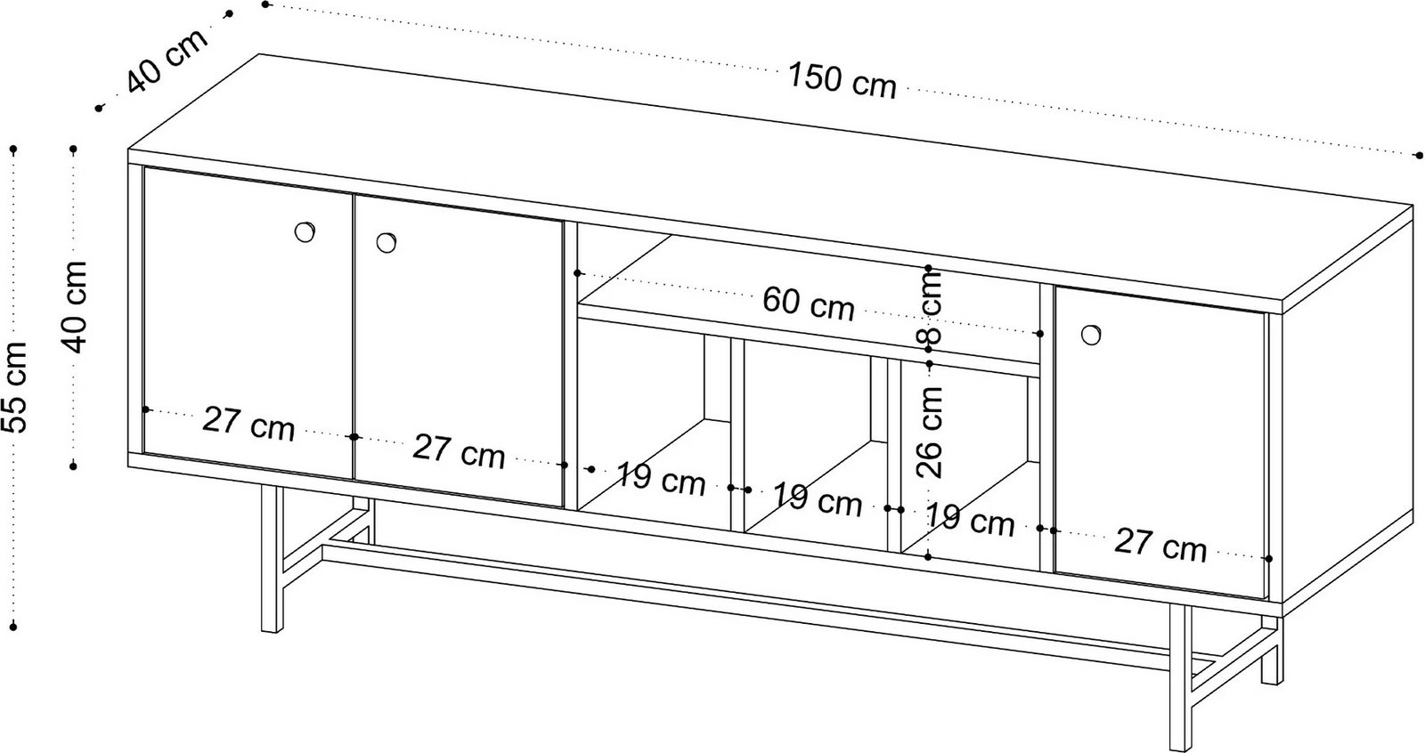 Komodë televizori, ngjyrë lisi Sapphire, Lucas