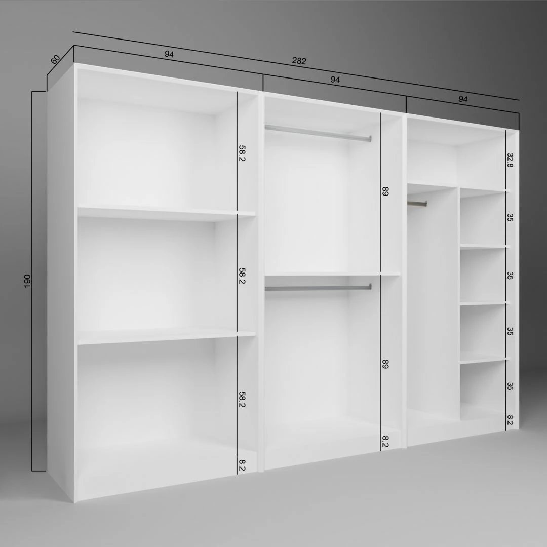 Dollap Skye Decor, i bardhë, Lucas 1600-89, 280x190x60cm