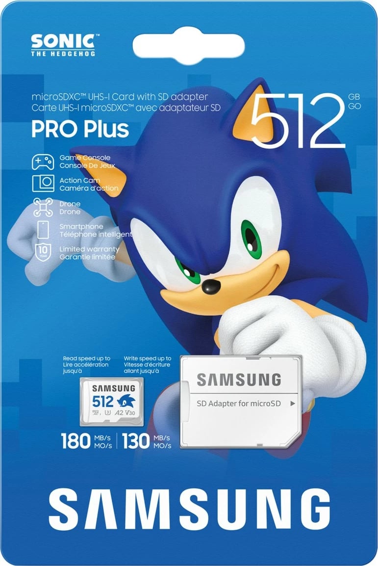 MicroSDXC Samsung MB-MD512S 512GB Sonic, Class 10, UHS-I, bardhë