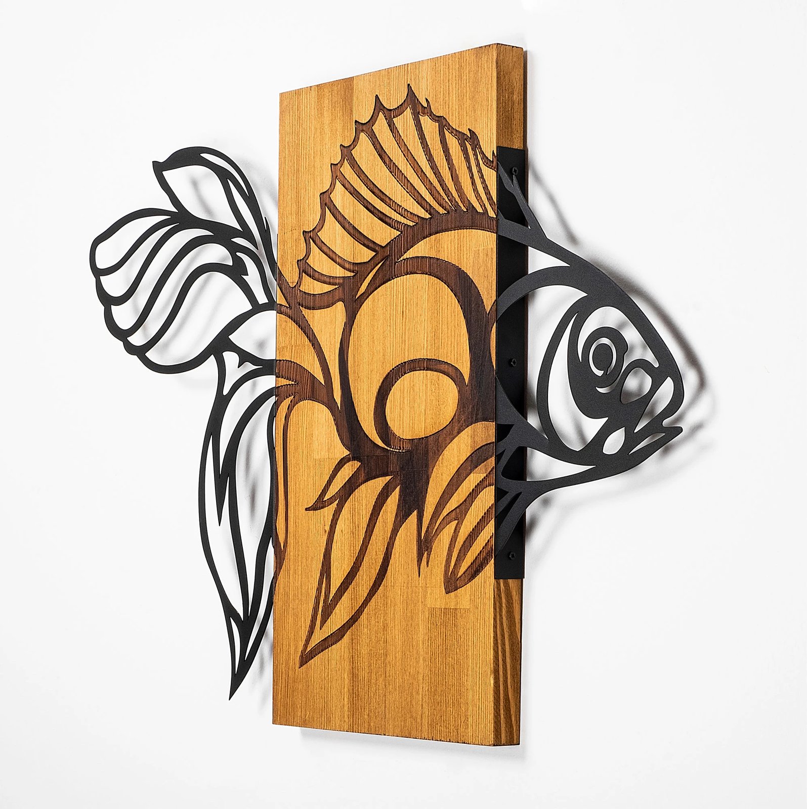 Aksesor dekorativ muri prej druri, Wallity MA-306, ngjyrë arre, e zezë, 58x80cm