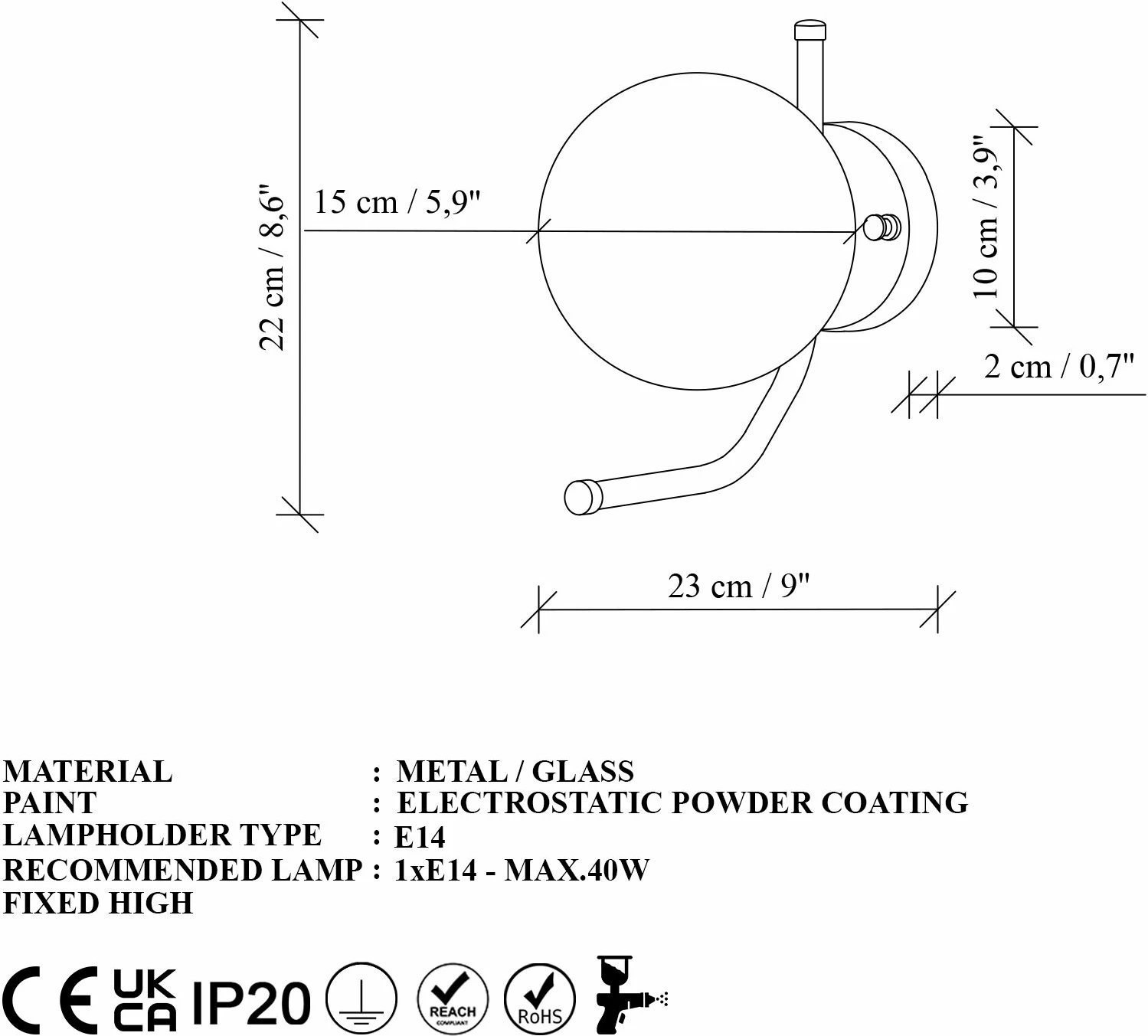 Llambë muri Opviq, Faruk - 13727, ngjyrë e zezë Llambë muri Opviq, Faruk - 13727, ngjyrë e zezë