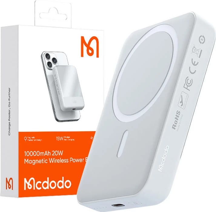 Powerbank Mcdodo MC-4260, 10000mAh, 20W, Wireless, Bardhë