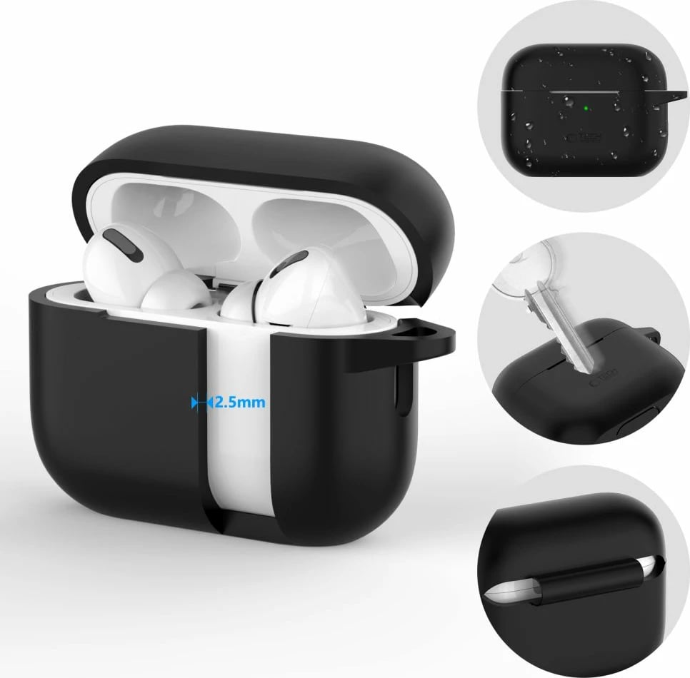 Mbështjellës Tech-Protect për AirPods Pro/Pro 2, silikon, me karabiner, rozë