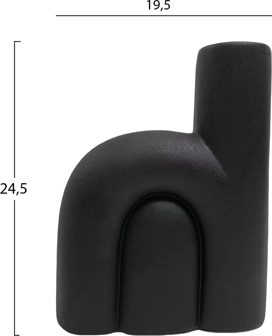 Dekor tavoline qeramike, ngjyrë e zezë mat, FH4640.02, 19.5x7x24.5H cm Dekor tavoline qeramike, ngjyrë e zezë mat, FH4640.02, 19.5x7x24.5H cm