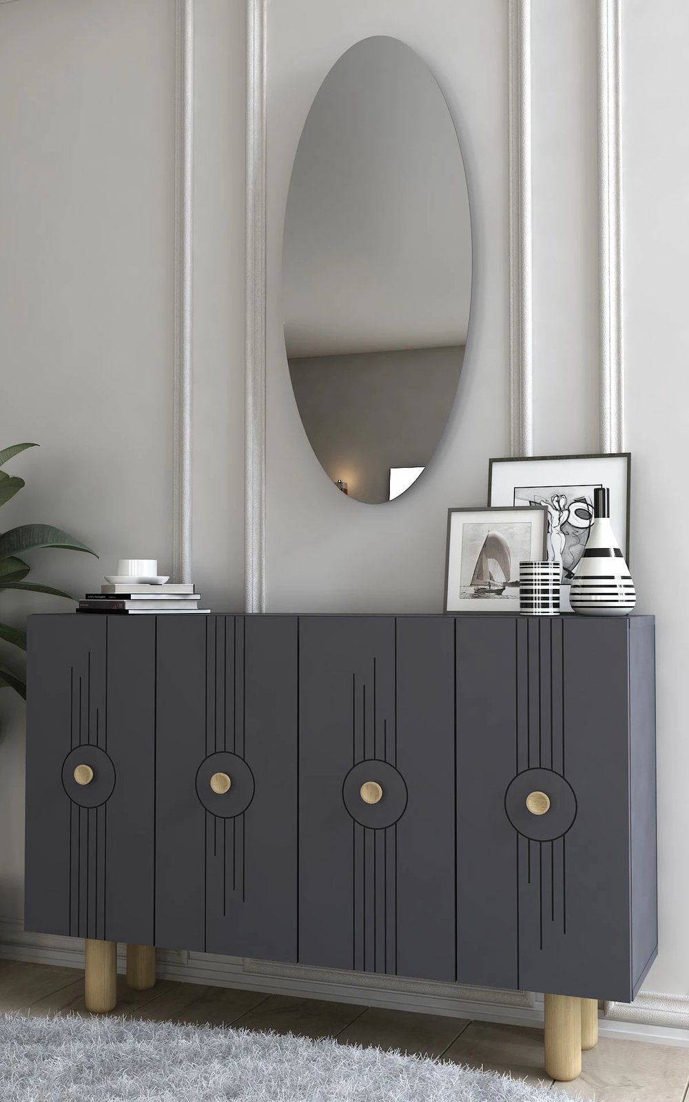 Konsolë moderne, ngjyrë antracit, Skye Decor, KM120