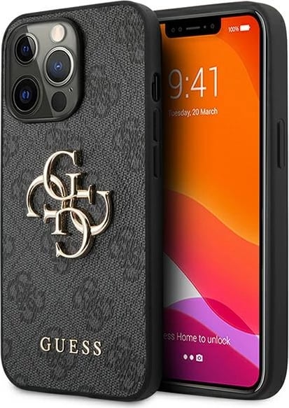 Mbështjellës Guess GUHCP13X4GMGGR për iPhone 13 Pro Max 6.7", hardcase, gri