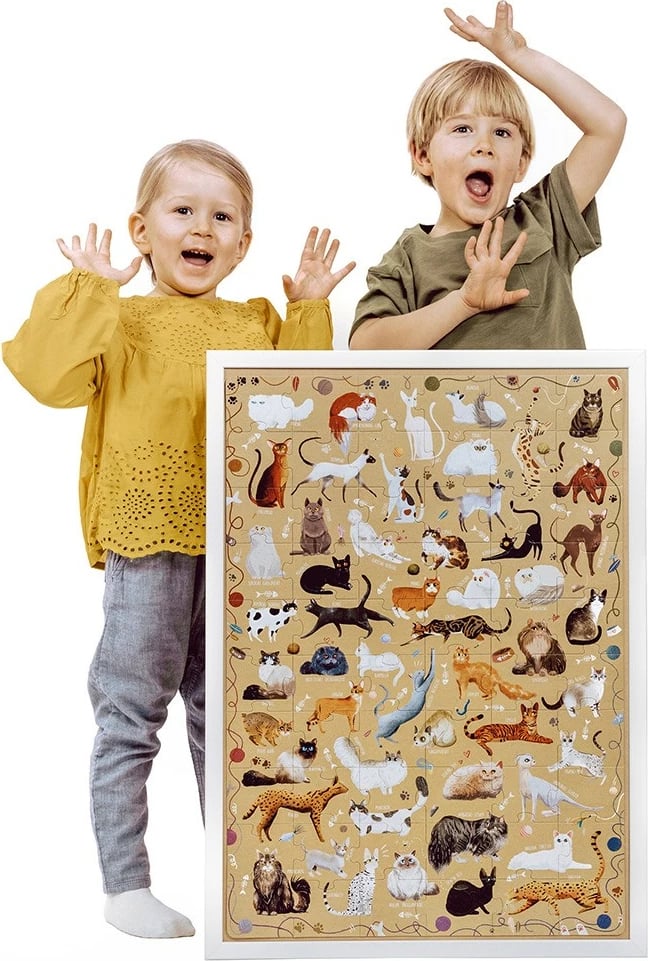 Puzzle për fëmijë CzuCzu Puzzlove Cats, 60 pjesë, shumëngjyrëshe