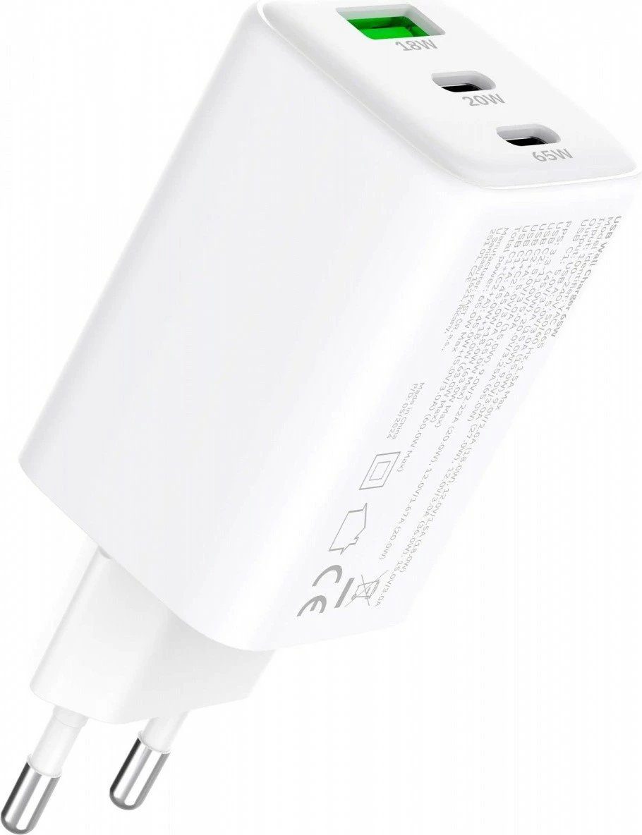 Karikues rrjeti YENKEE YAC G65 VOLT, 65W, 3xUSB, i bardhë