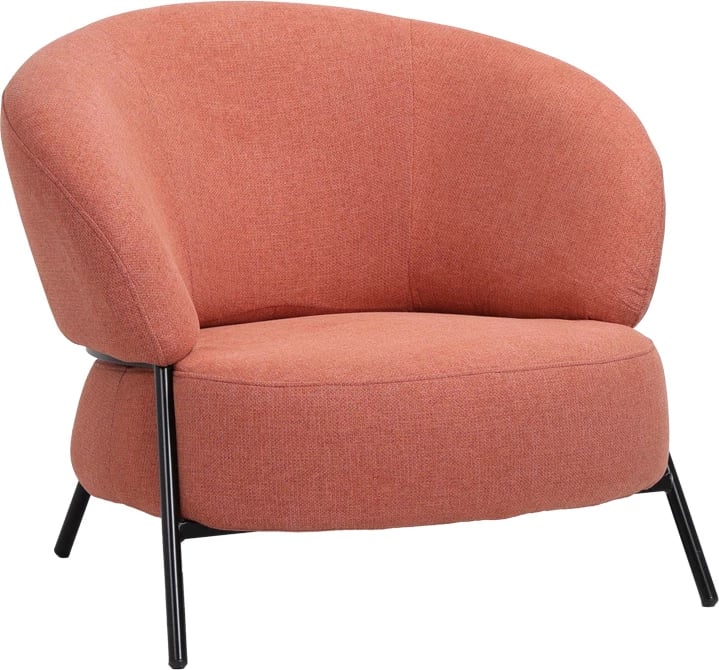 Fotel Jennie, material terakote, këmbë metalike të zeza, 84x84x71.5cm