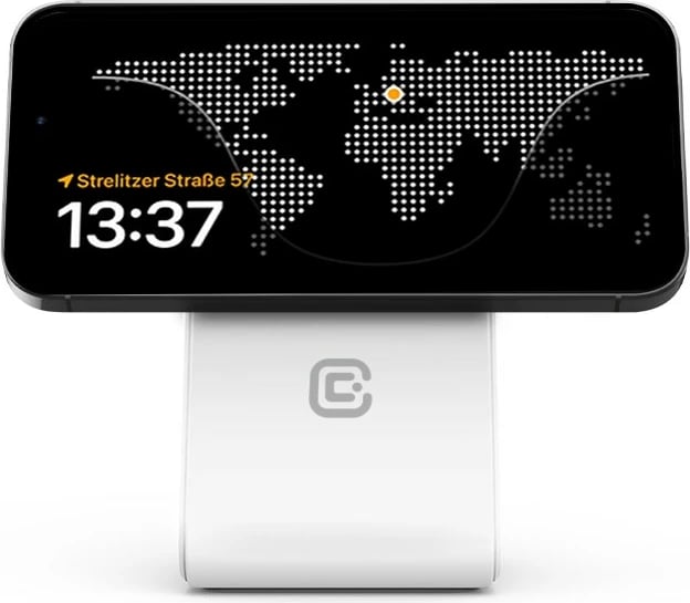 Karikues wireless 2-në-1 CRONG MagSpot Stand me MagSafe, për iPhone dhe AirPods, 15W, Bardhë