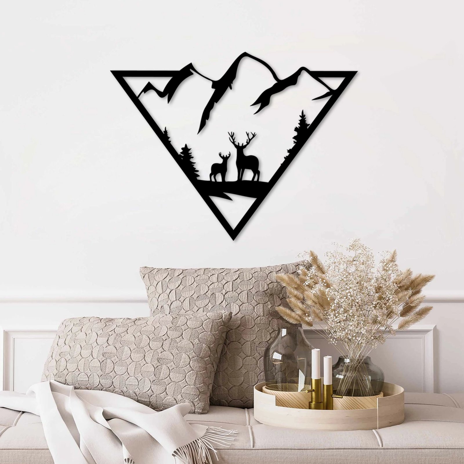 Aksesor dekorativ metalik për mur Wallity, nënë dhe bir, 42x55cm, ngjyrë e zezë