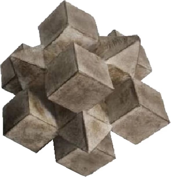 Dekor kub 3D, nyje, polirezine, natyrale, 15x15x15cm