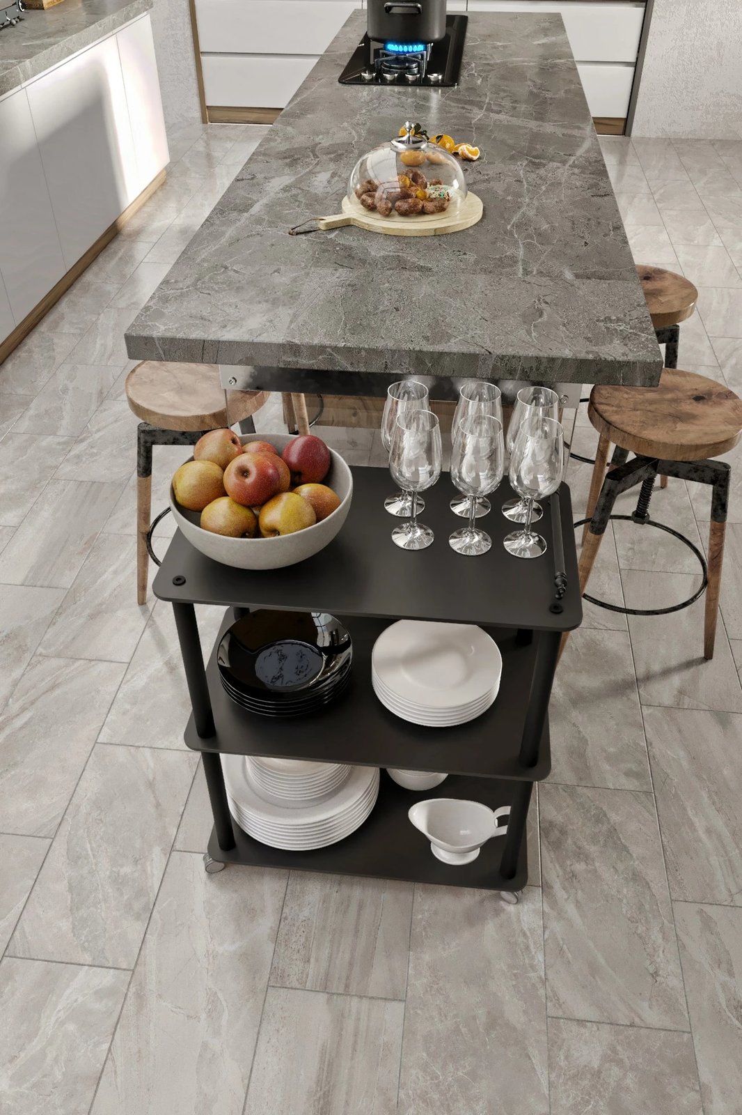 Karrocë për darkë, ngjyrë e zezë, Skye Decor