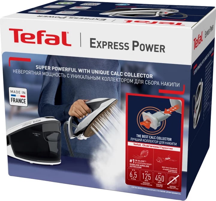 Hekur me avull, Tefal, SV8130E0 Express Power, 2800W 6.5 bar 1.8L, bardh e zi