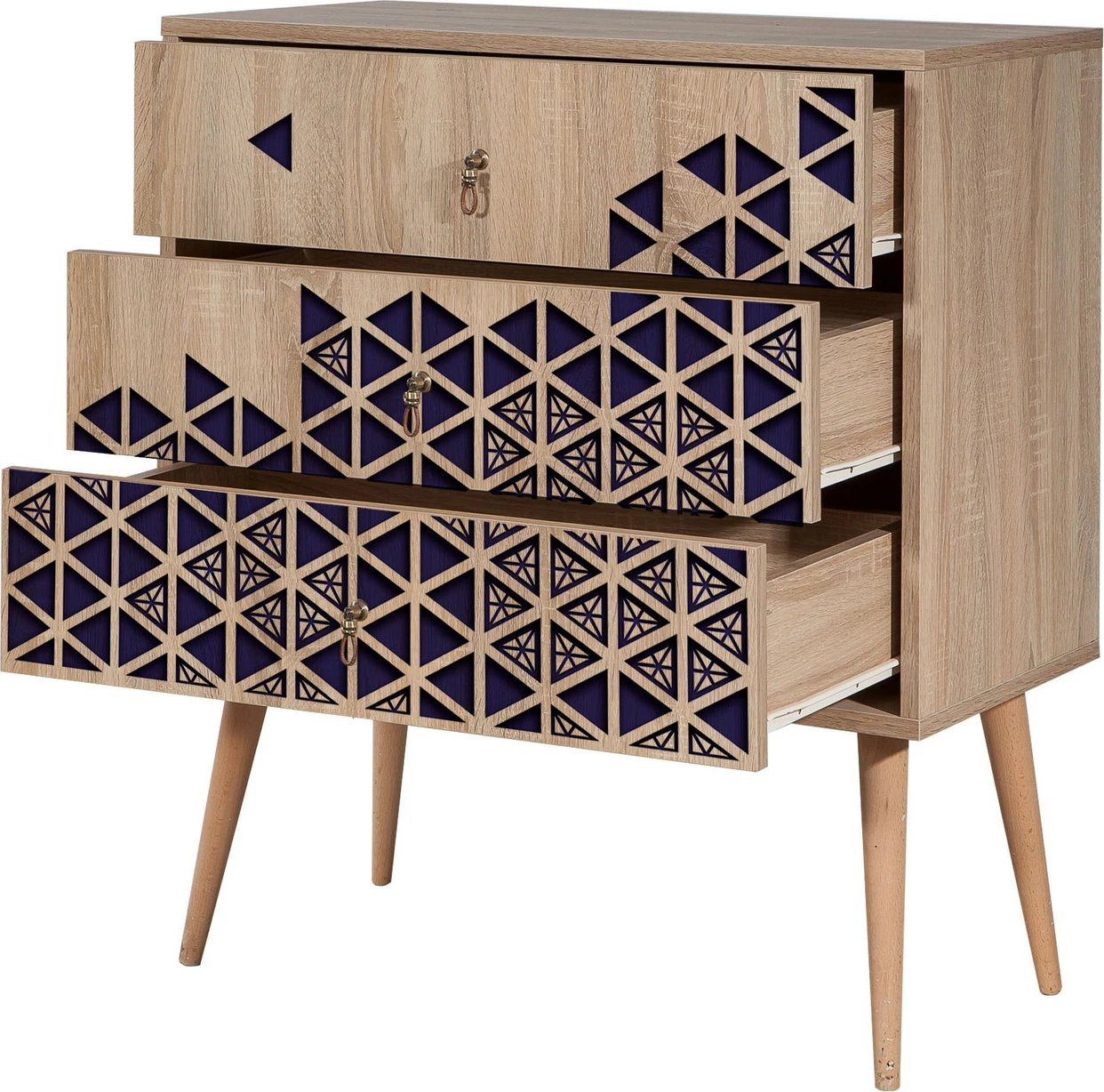 Komodë Skye Decor, Trio - 123, ngjyrë lisi Sonoma